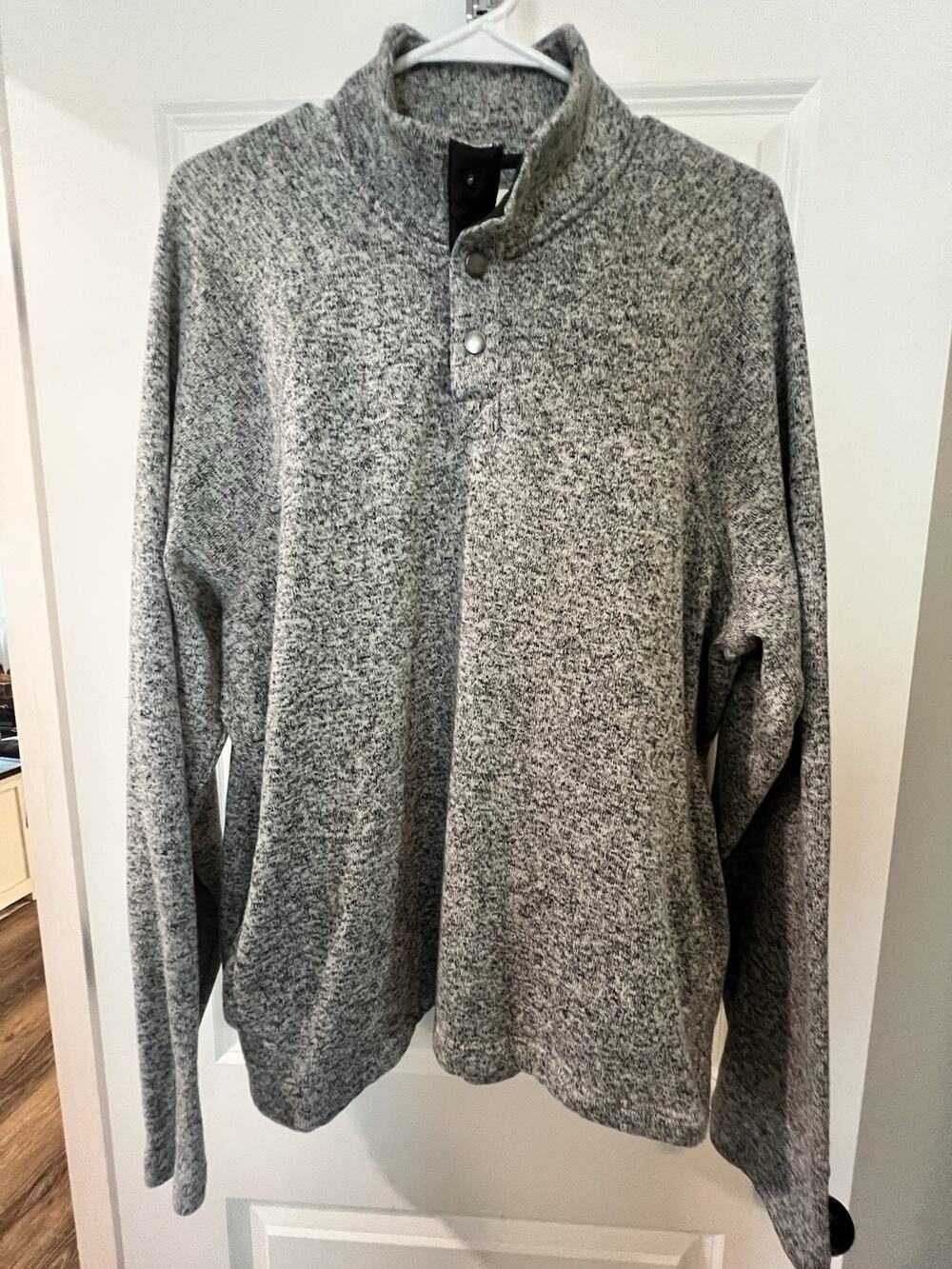 Sonoma Mens Size 2XL Fleece Sweater 1/4 Snap Button Pullover Gray